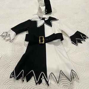 Black and White Harlequin Costume with Hat